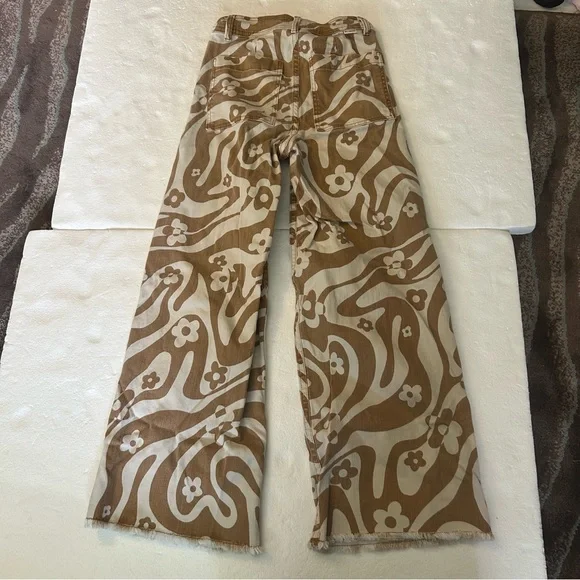 Billabong free fall high waisted wide leg pants orange white 70’s. Floral print - Picture 15 of 16